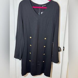 Sheilay Black Fitted Button Dress Zip Back